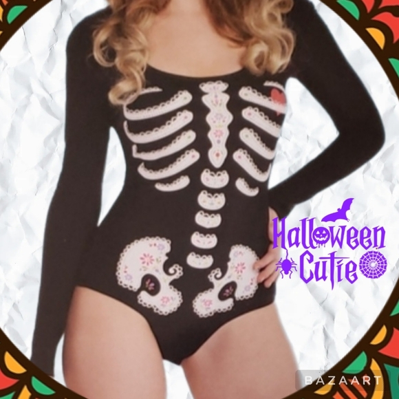Halloween Costume Bodysuit Day Of The Dead Size 8 - Picture 1 of 8